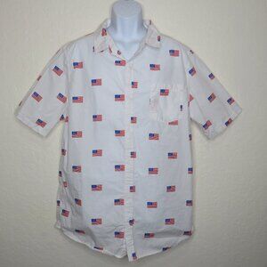 MAD Engine* Men's Short Sleeve Button Down Curved‎ Hem Chest Pocket Shirt~ XL